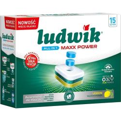 Ludwik All In One Maxx Power tabletki do zmywarek 15 sztuk Cytryna