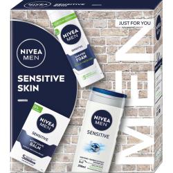 Nivea Men zestaw Sensitive Skin (żel + pianka do golenia + balsam po goleniu)