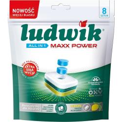 Ludwik All In One Maxx Power tabletki do zmywarek 8 sztuk Cytryna