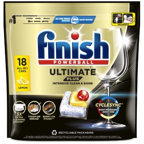 Finish Ultimate Plus tabletki do zmywarek 18 sztuk Lemon
