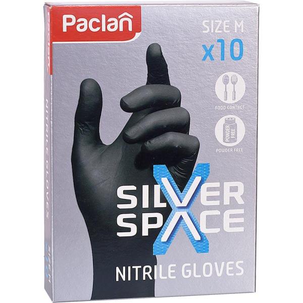 Paclan Silver Space rękawice nitrylowe „M” czarne 10 sztuk
