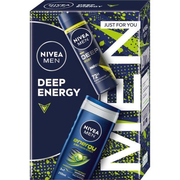 Nivea MEN zestaw Deep Energy dezodorant + żel pod prysznic